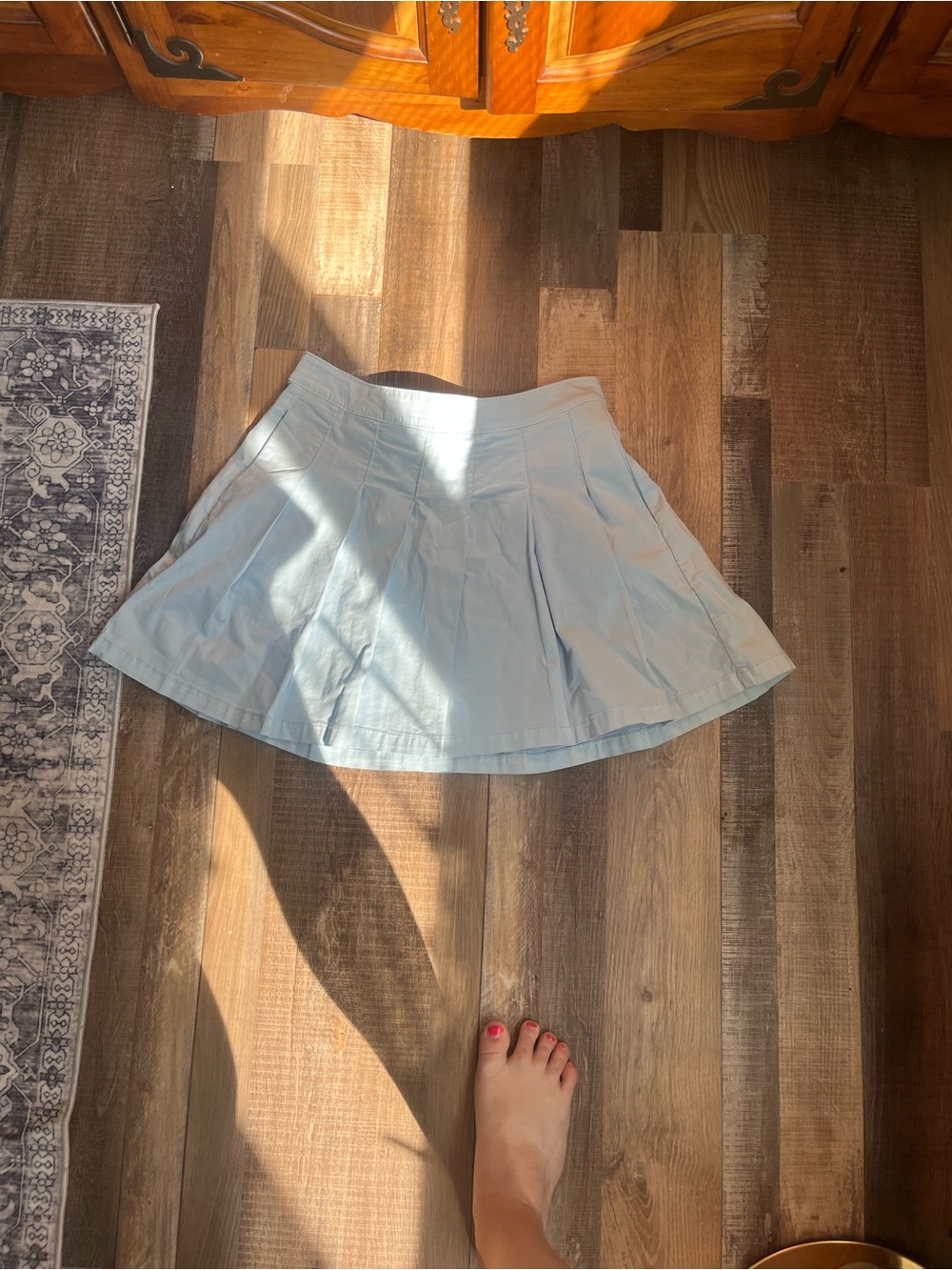 American Eagle Outfitters Light Blue Pleated Mini Skirt